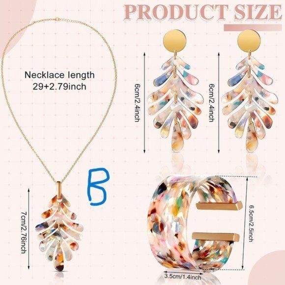 NEW Acrylic Jewelry Set for Women Statement Earrings Necklace Bracelet F… - Picture 6 of 6